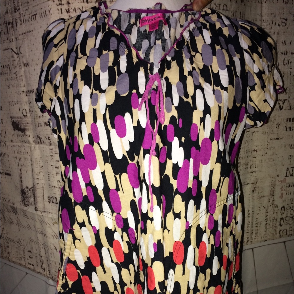 Beyond Scrubs XS Multi Purple Short Sleeve Top